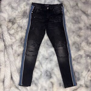 Stylish Black Skinny Jeans with Side Stripes